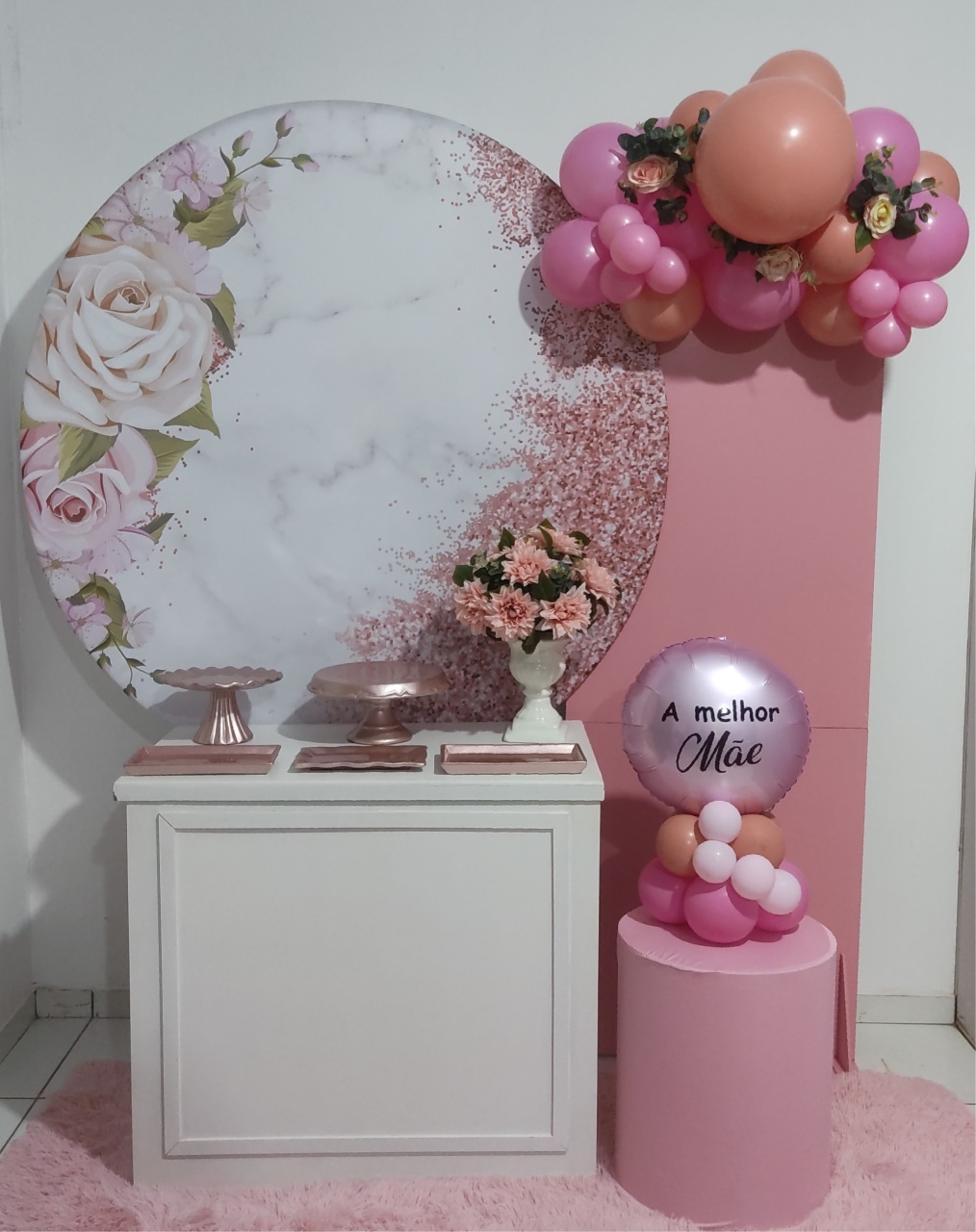 Cenário Completo Dia das Mães Rosa - Mimo e Arte Decor e Locações 