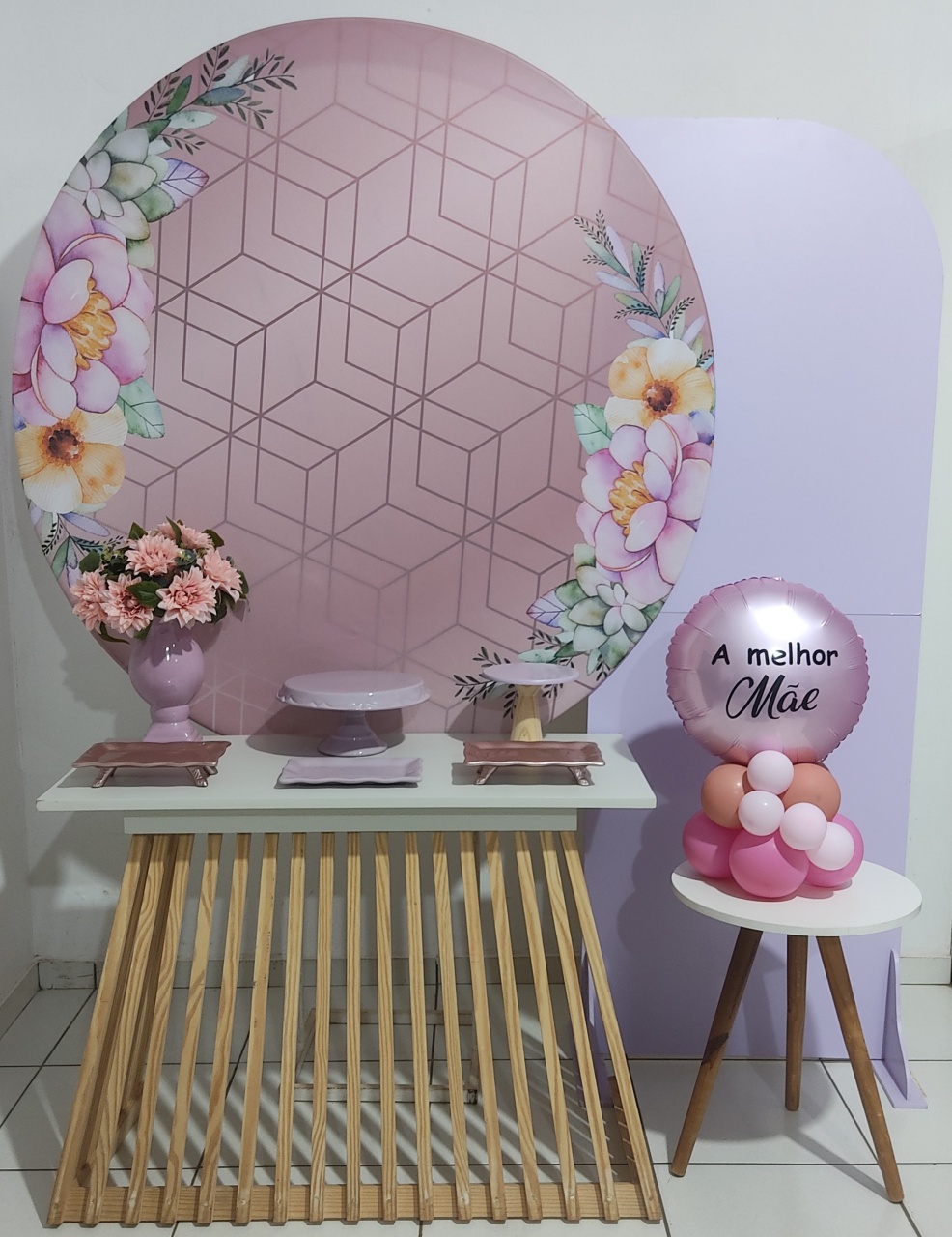 Cenário Completo Dia das Mães Rosé  - Mimo e Arte Decor e Locações 