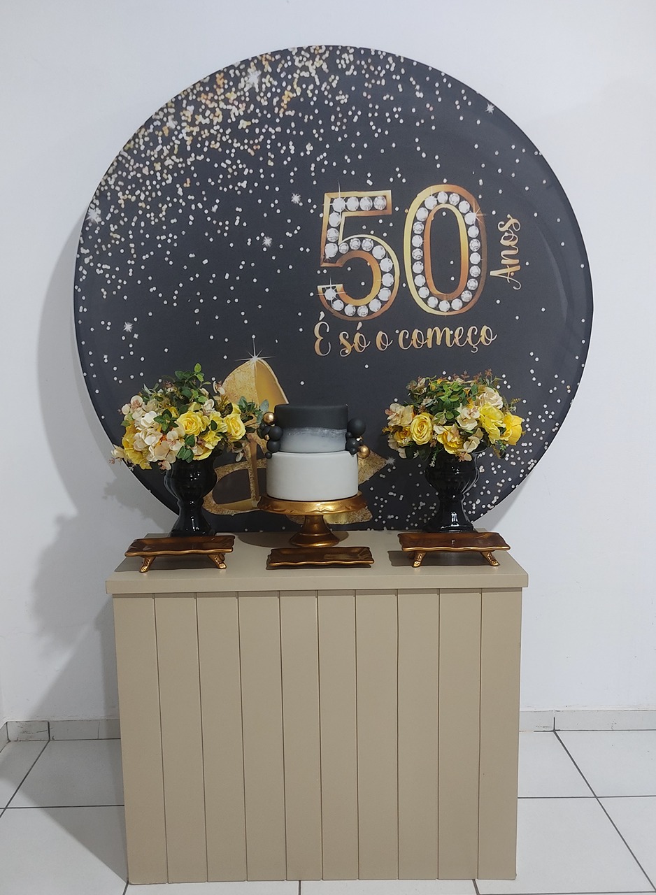 Kit  Festa 50 Anos Preto E Dourado - Mimo e Arte Decor e Locações 