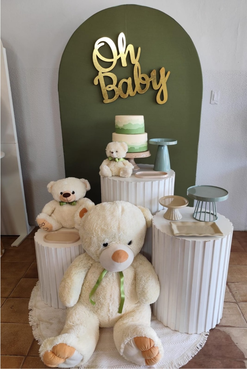 Chá de Bebê Verde Musgo  - Mimo e Arte Decor e Locações 