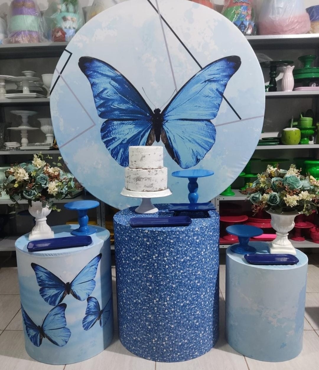 Kit Clássico Adulto Borboleta Azul  - Mimo e Arte Decor e Locações 