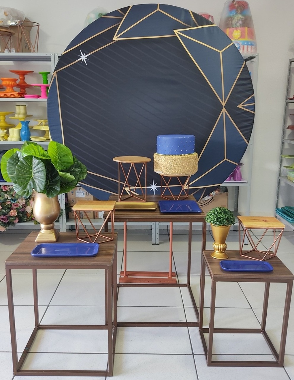Kit Classico  Adulto Azul E Dourado - Mimo e Arte Decor e Locações 