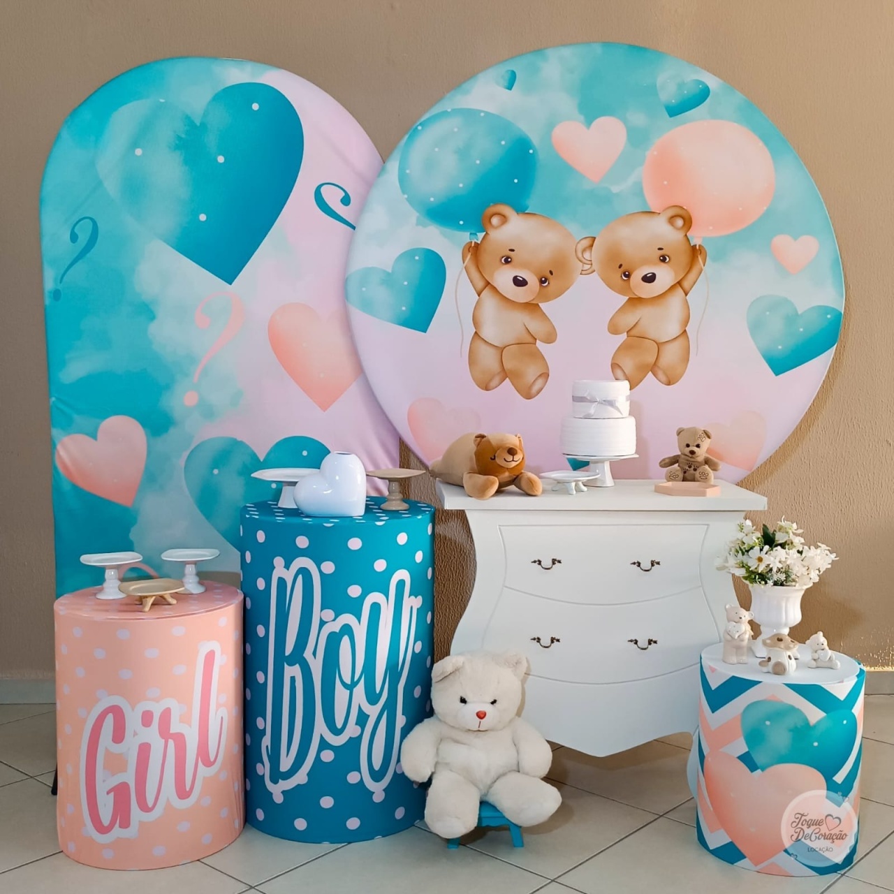 Kit Amor - Chá Revelação Ursinhos - Toque DeCoração