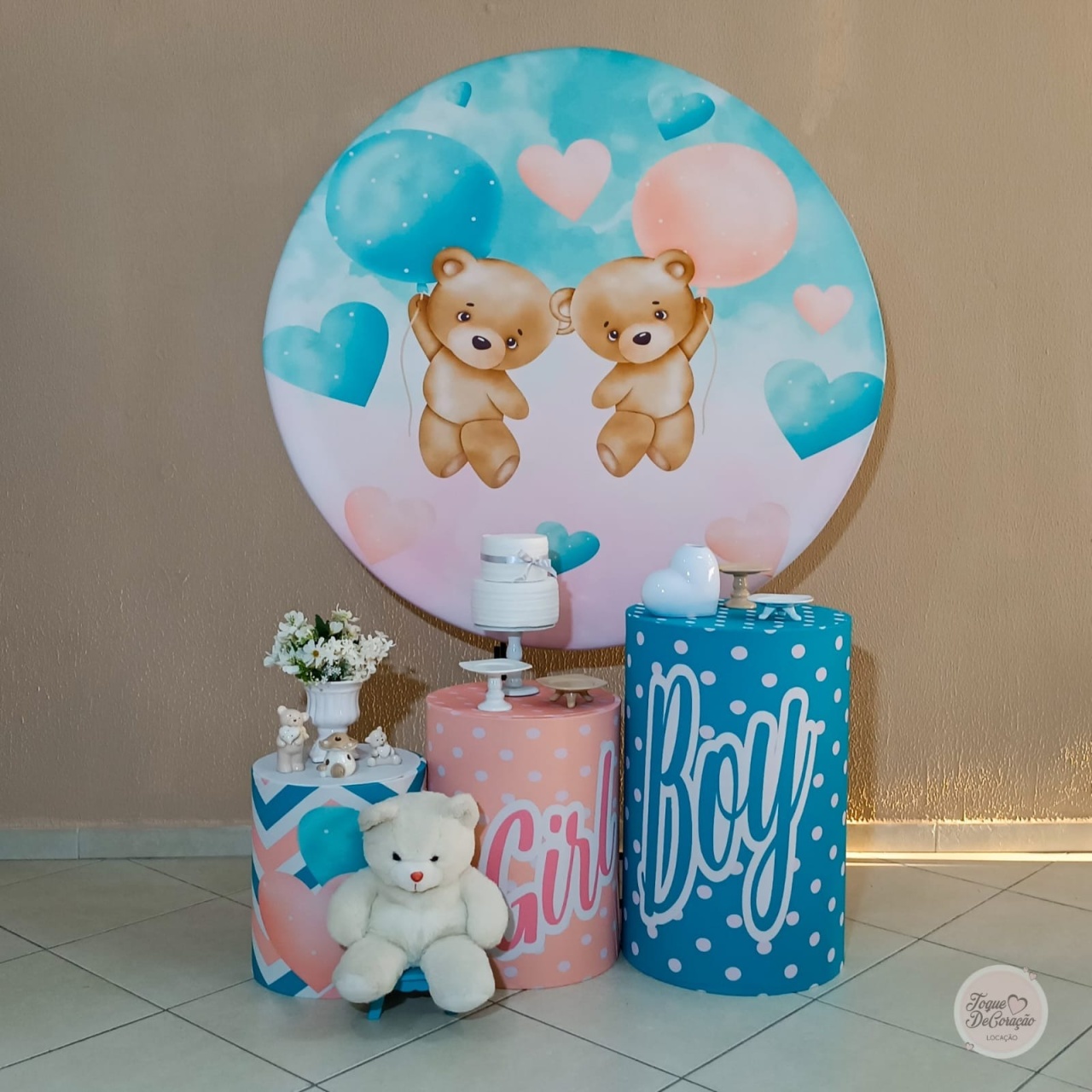 Kit Afeto - Chá Revelação Ursinhos - Toque DeCoração