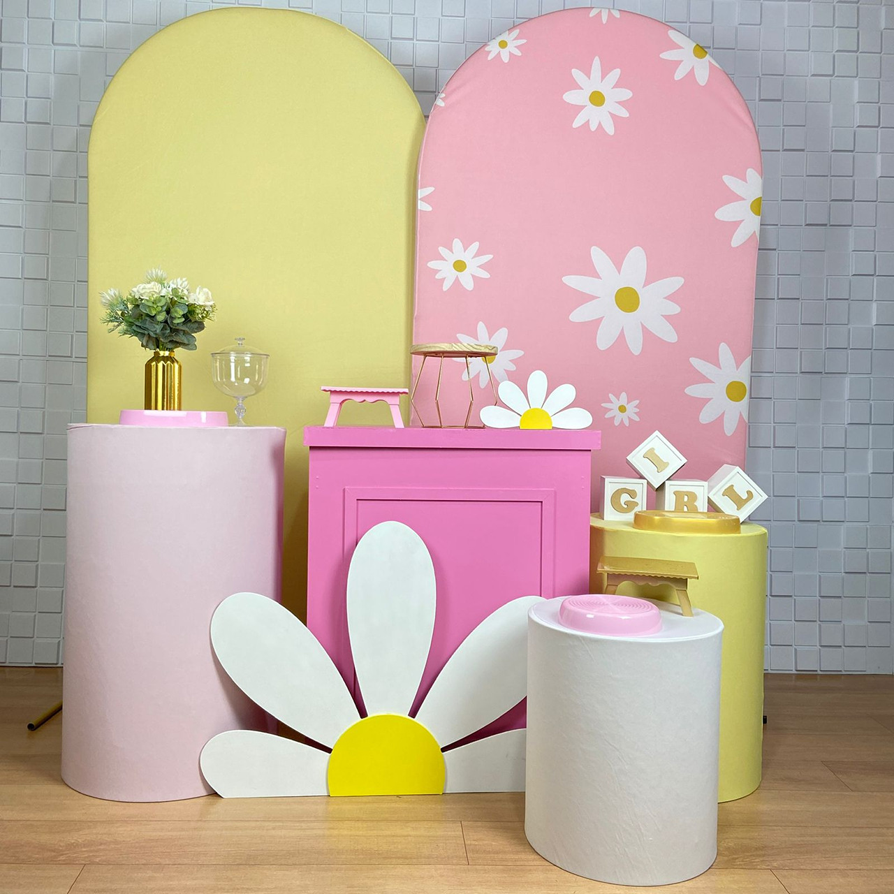 Kit Diamante - Margaridas Rosa E Amarelo - CAMILA TONON LOCAÇÕES