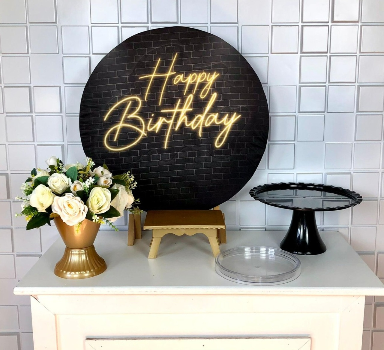 Kit Mini Festa - Happy Birth. Preto E Dourado - CAMILA TONON LOCAÇÕES