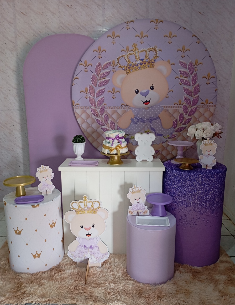 Kit Diamante Ursinha Lilás  - Greicy Art´S Decor