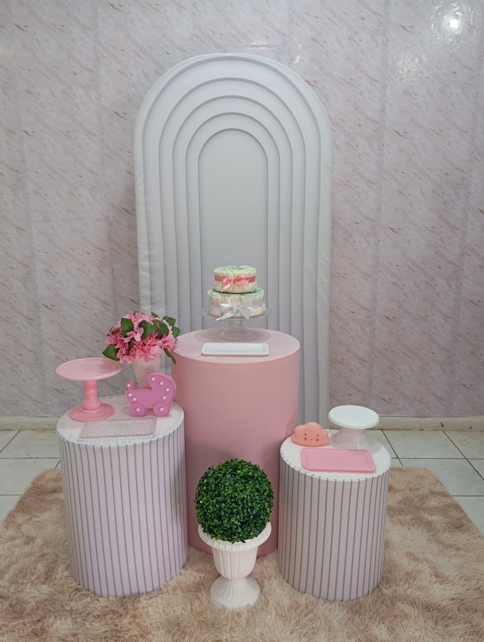 Kit Prata Chá de Bebê Rosa - Greicy Art´S Decor