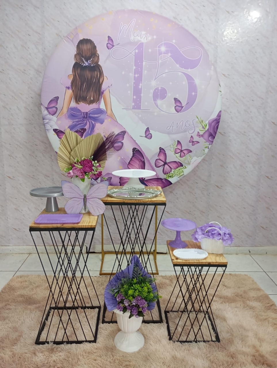 Kit Prata 15 Anos Lilás  - Greicy Art´S Decor