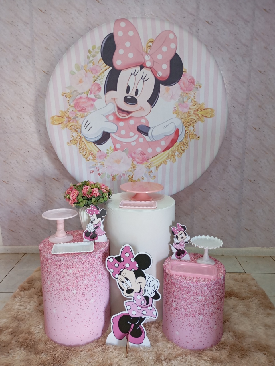 Kit Prata Minnie Rosa - Greicy Art´S Decor