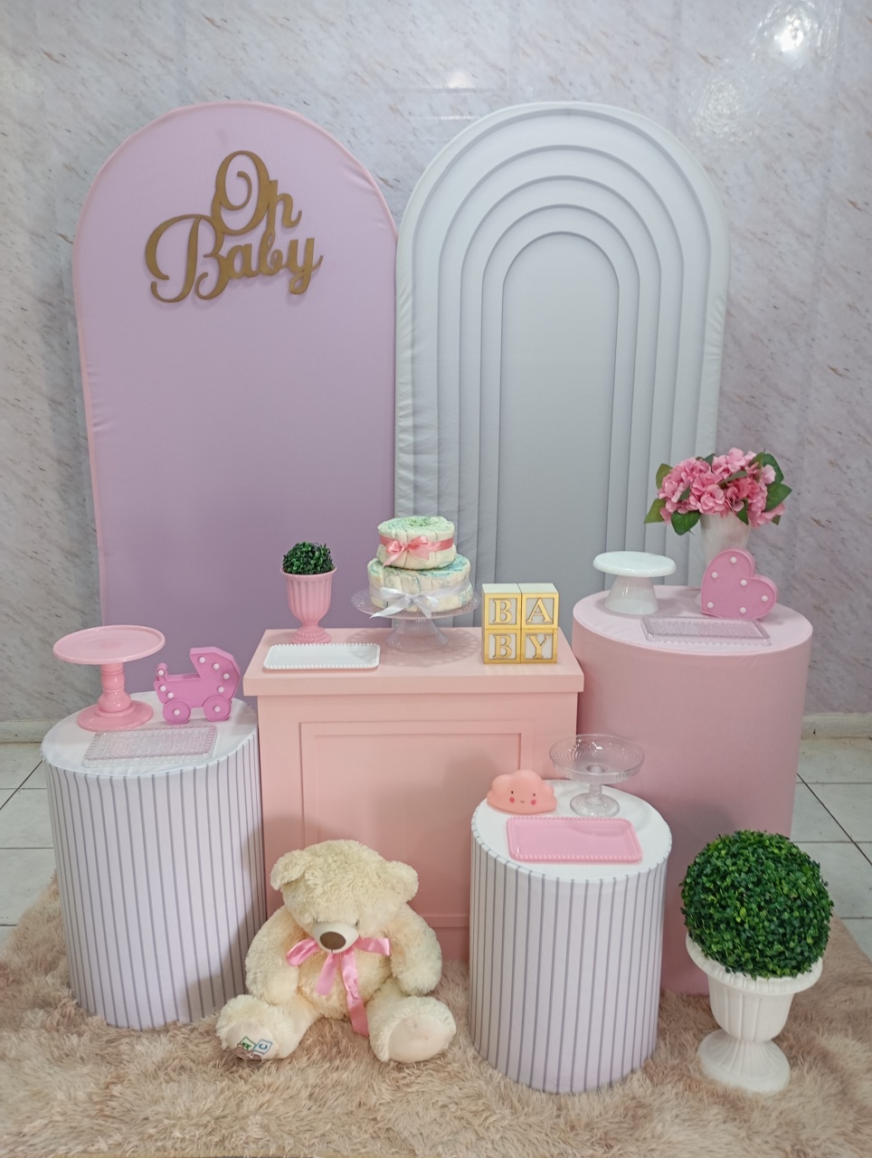 Kit Diamante Chá de Bebê Rosa - Greicy Art´S Decor