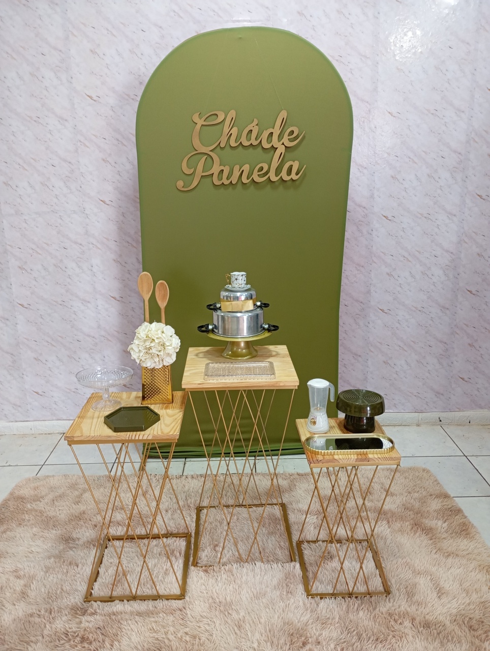 Kit Prata Chá de Panela Verde Militar  - Greicy Art´S Decor