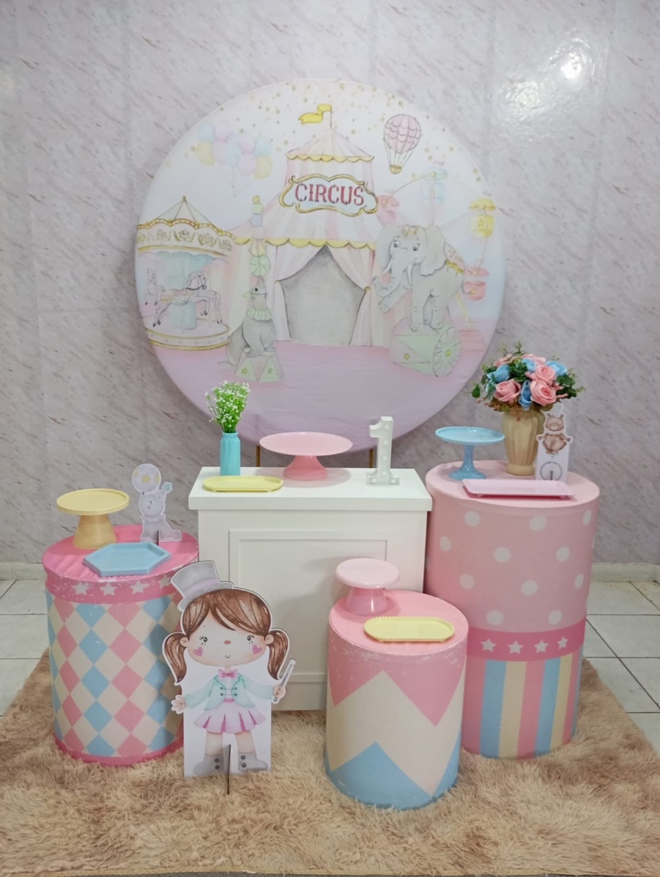 Kit Ouro Circo Rosa - Greicy Art´S Decor