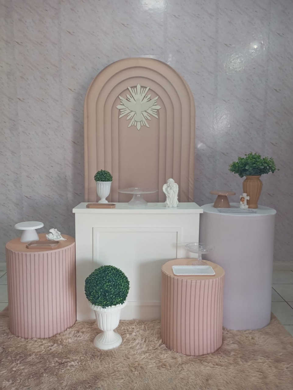 Kit Ouro Batizado Portal Bege - Greicy Art´S Decor