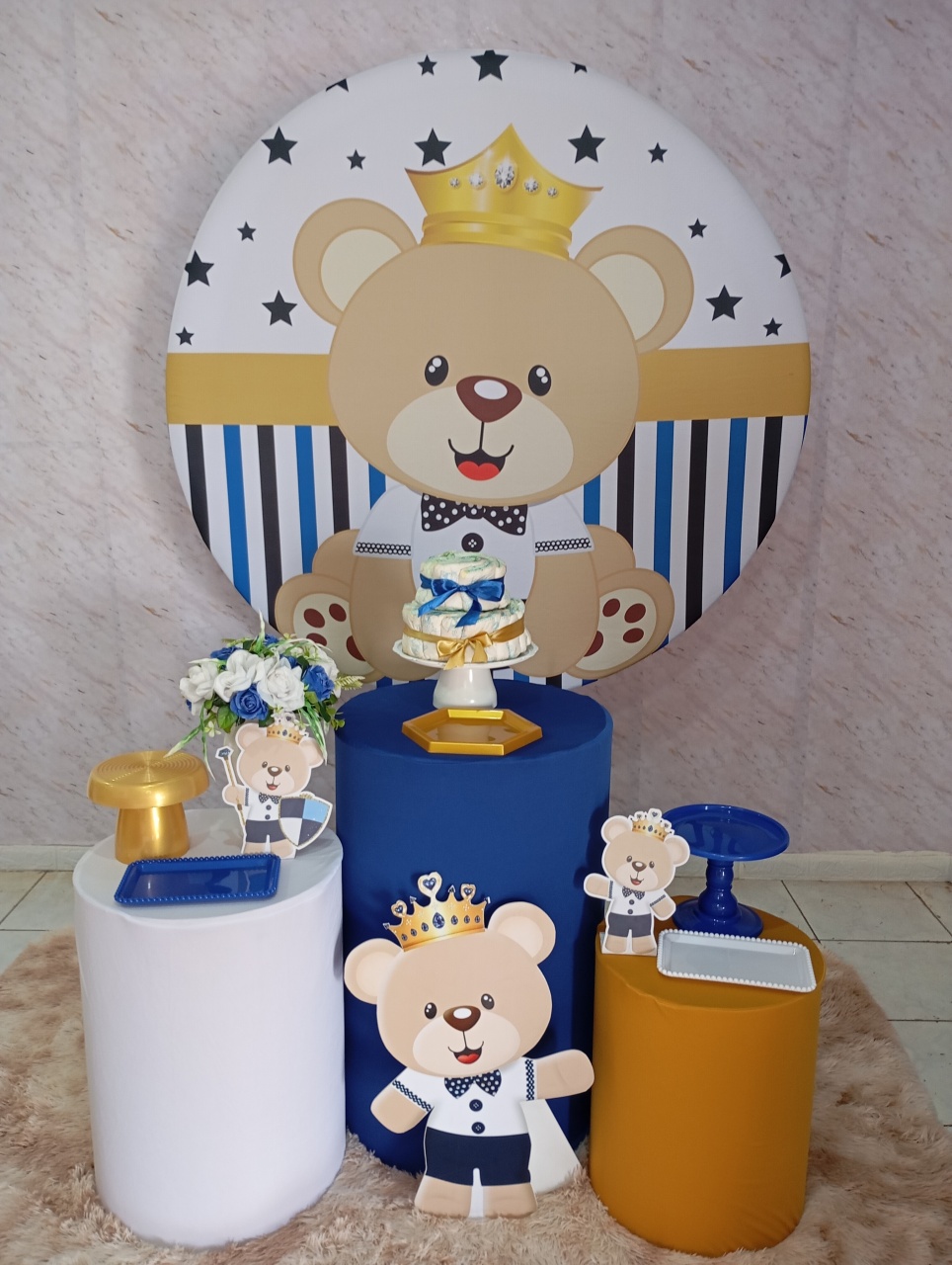 Kit Prata Chá de Bebê Ursinho Príncipe  - Greicy Art´S Decor