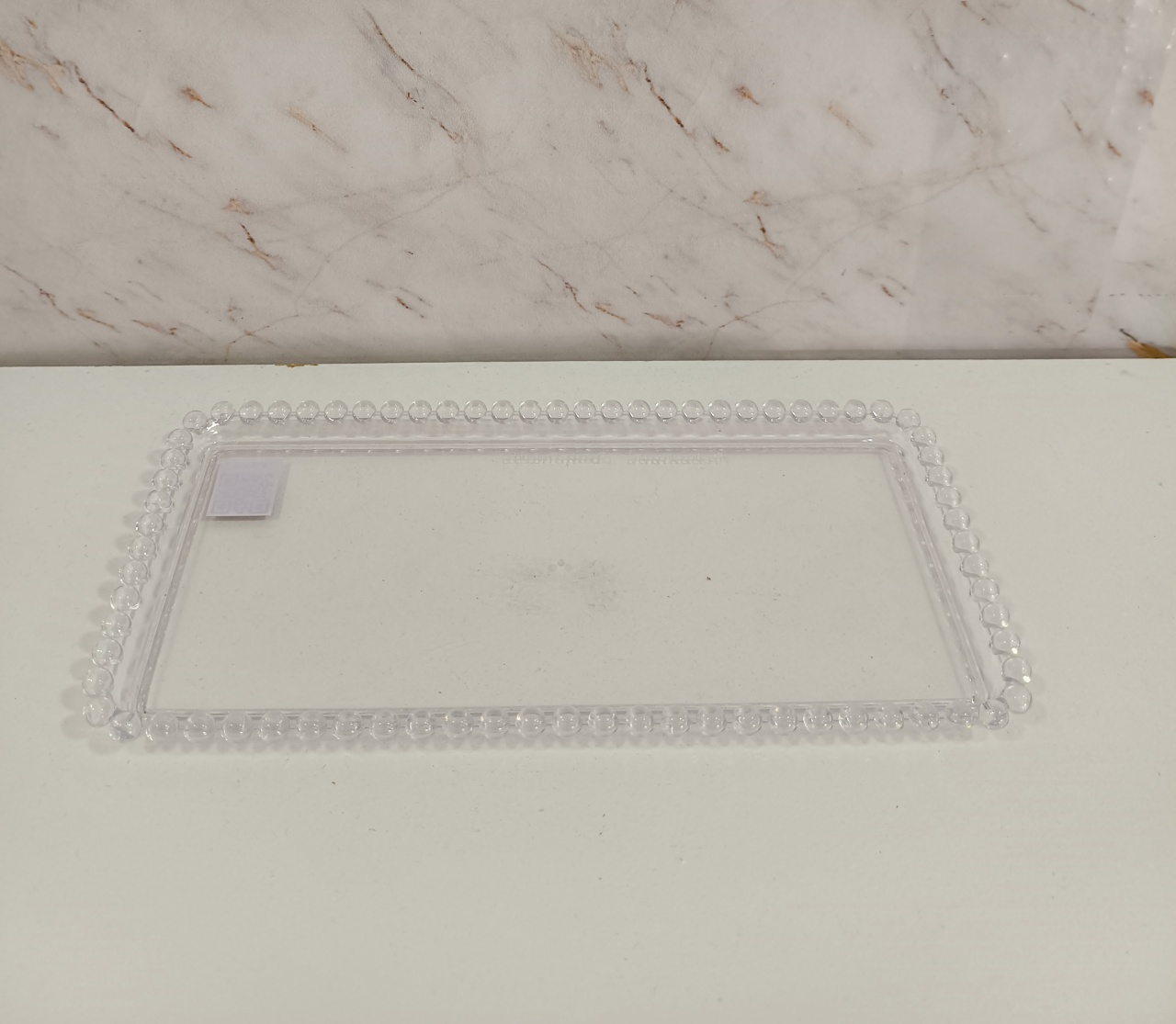Bandeja Baixa Transparente Retangular Bolinha - Greicy Art´s Decor