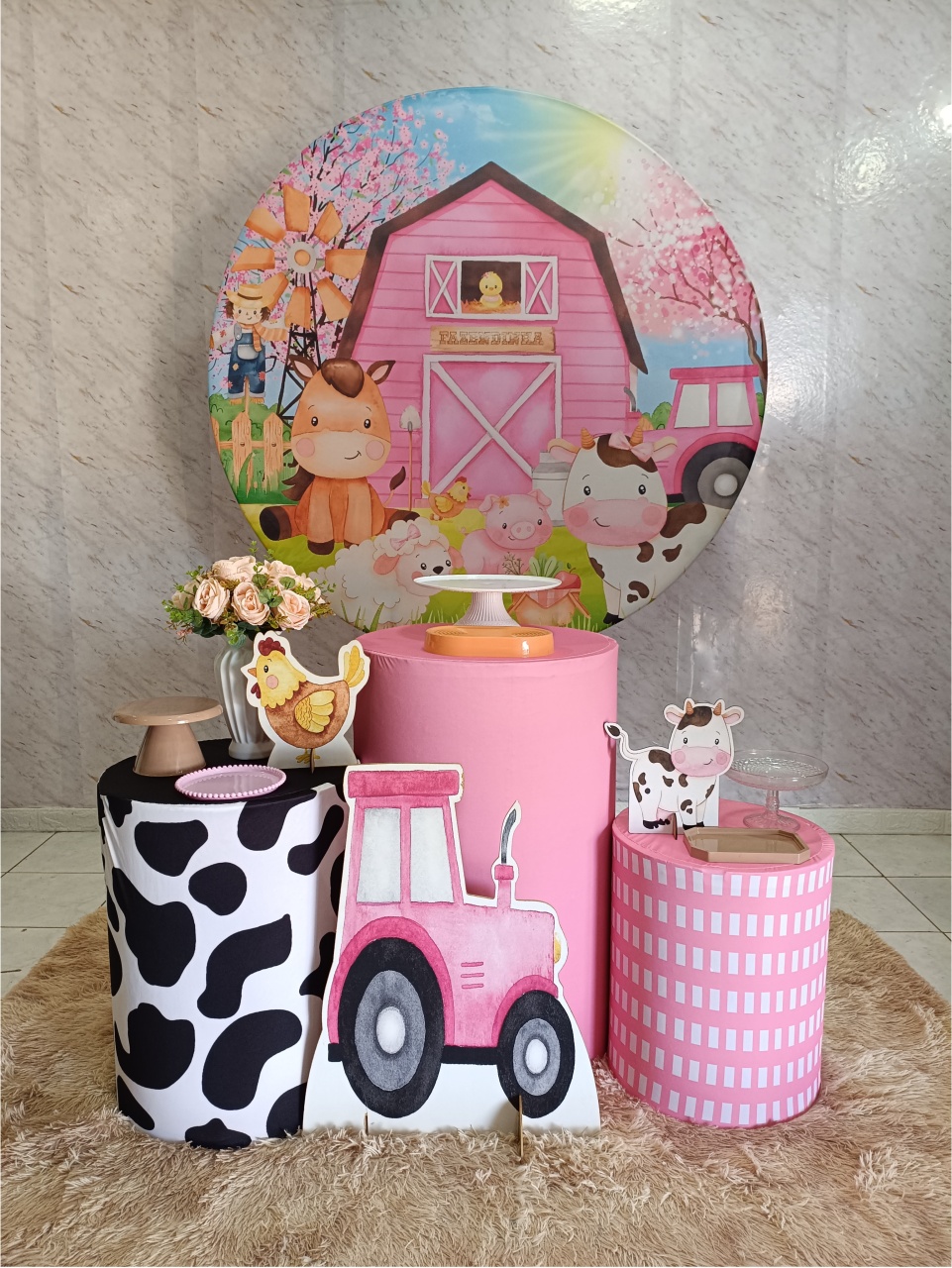 Kit Prata Fazendinha Rosa Ll - Greicy Art´s Decor