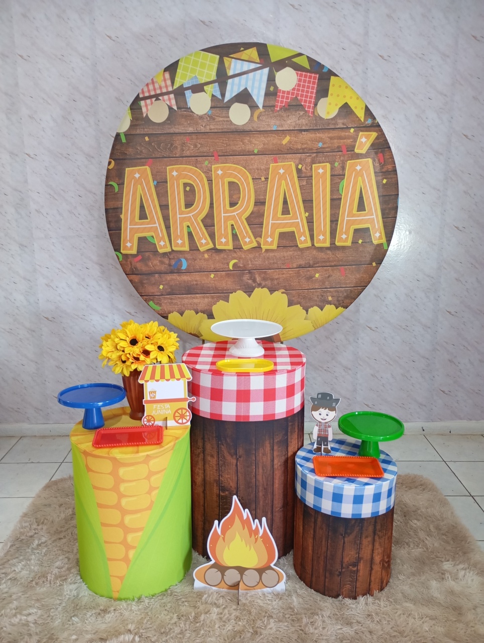 Kit Prata Arraiá Madeira - Greicy Art´S Decor