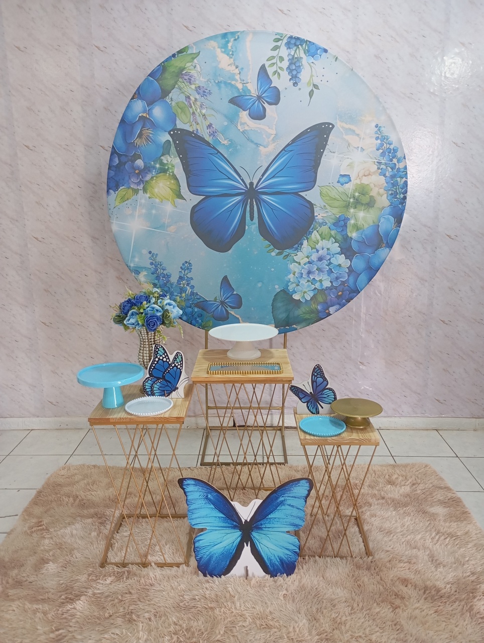 Kit Prata Borboleta Azul - Greicy Art´S Decor