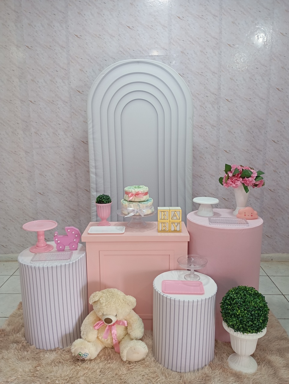 Kit Ouro Chá de Bebê Rosa - Greicy Art´S Decor