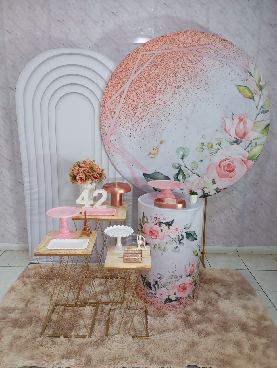 Kit Diamante Floral Rosé Glitter Octagonal - Greicy Art´s Decor