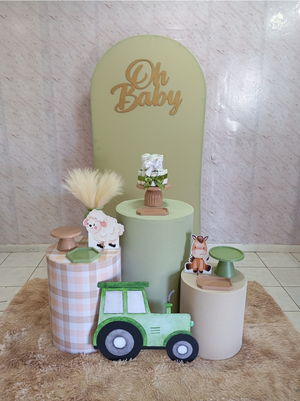 Kit Prata Chá de Bebê Verde Fazendinha - Greicy Art´s Decor