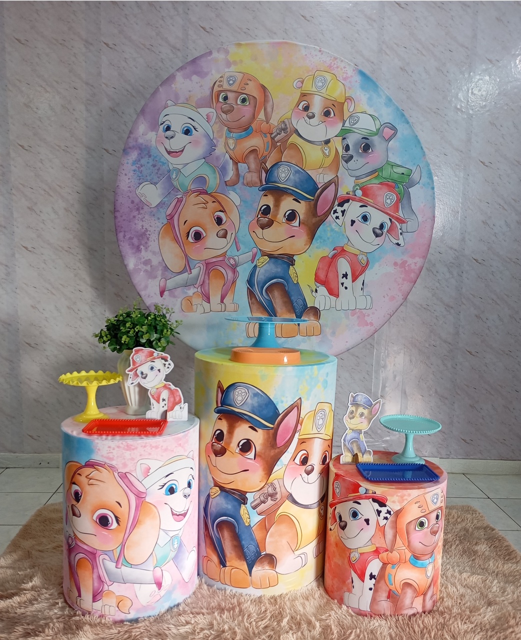 Kit Prata Patrulha Canina Aquarela - Greicy Art´s Decor