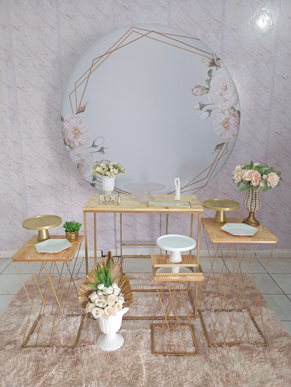 Kit Ouro Floral Branco Casamento/Bodas - Greicy Art´S Decor