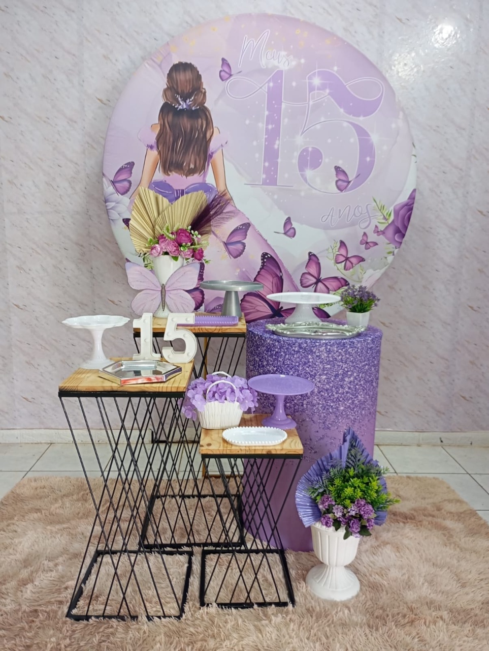 Kit Ouro 15 Anos Lilás  - Greicy Art´S Decor