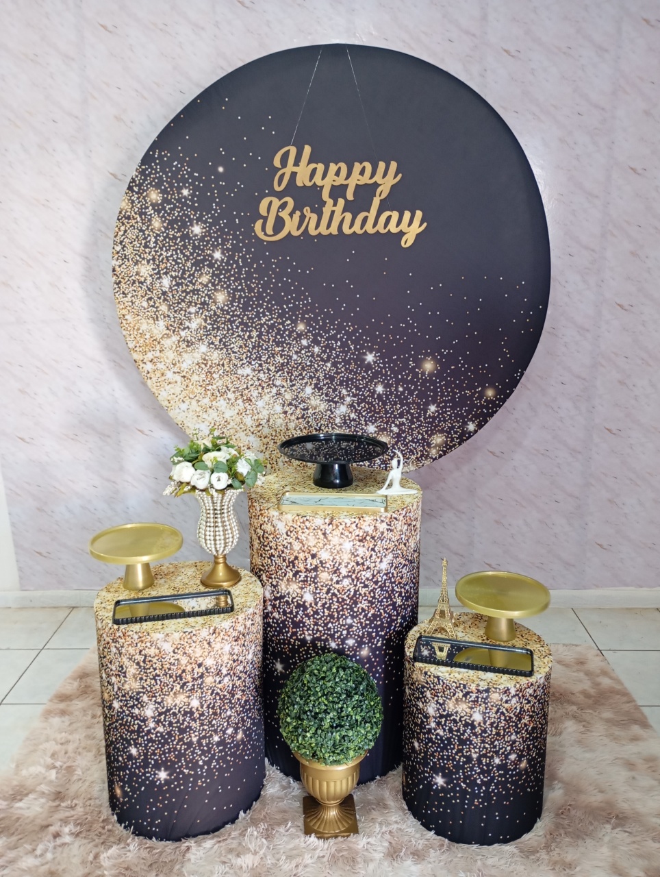 Kit Prata Preto/Dourado Glitter Ii - Greicy Art´S Decor
