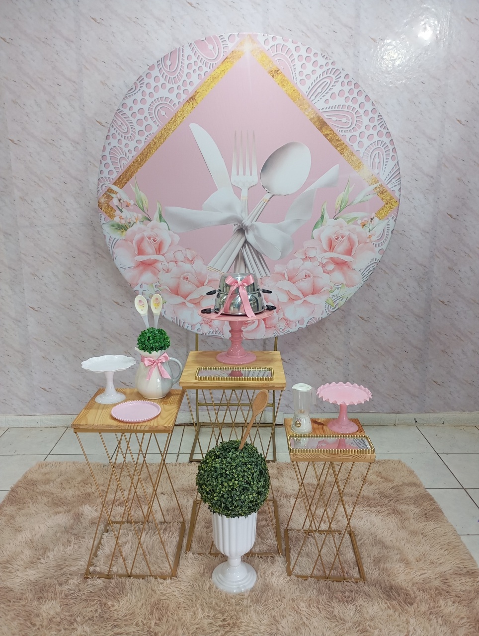 Kit Prata Chá de Panela Rosa - Greicy Art´S Decor