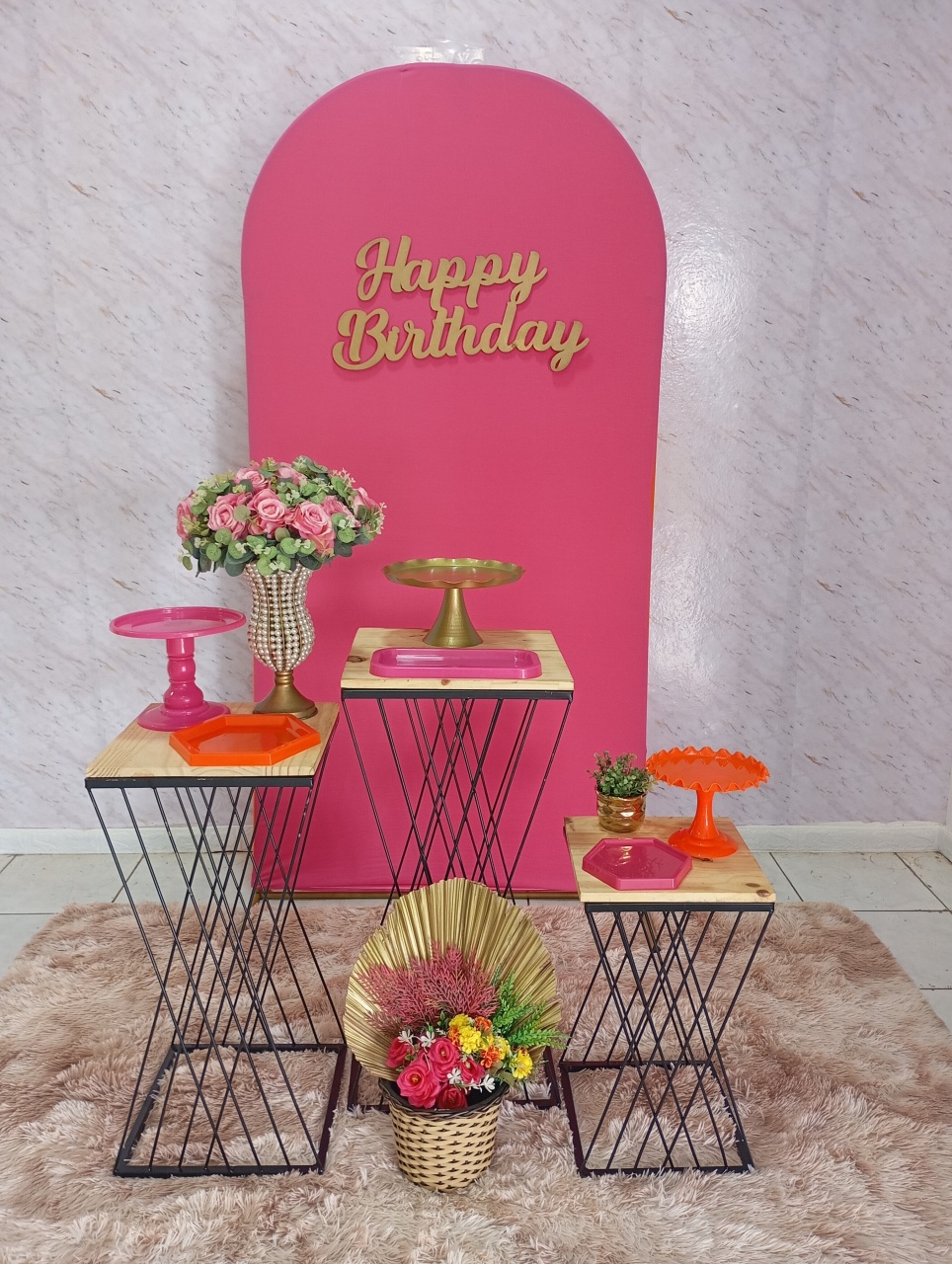 Kit Prata Pink/ Laranja - Greicy Art´S Decor
