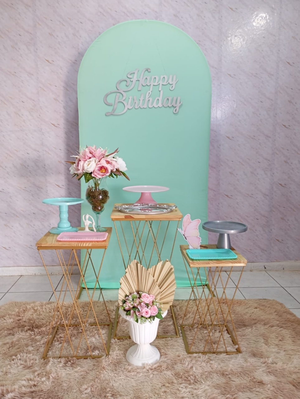 Kit Prata Verde Água/Rosa 15 Anos - Greicy Art´s Decor
