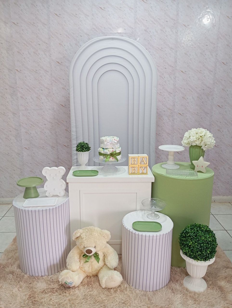 Kit Ouro Chá de Bebê Verde  - Greicy Art´S Decor