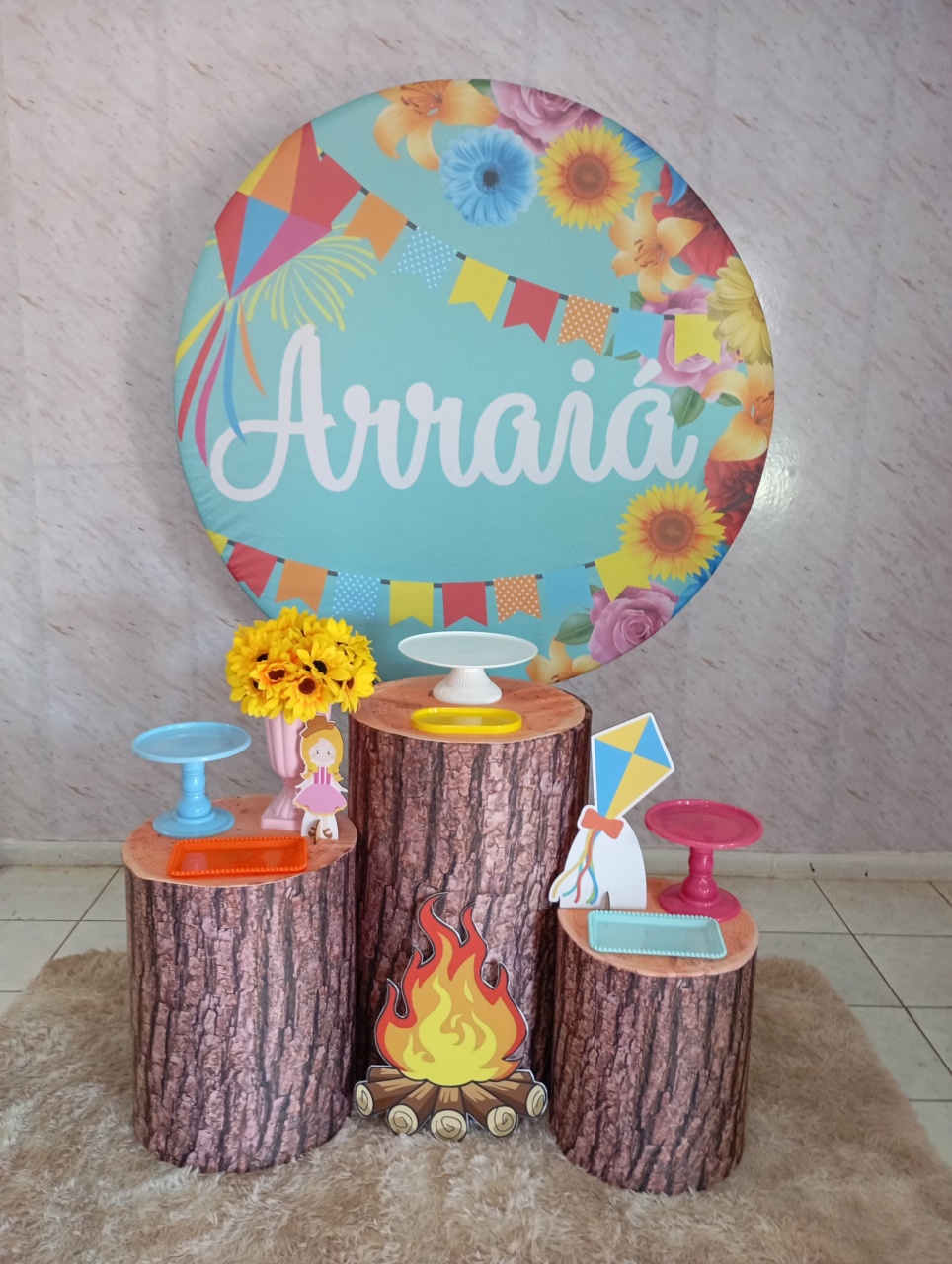 Kit Prata Arraiá Junino Azul Claro - Greicy Art´S Decor