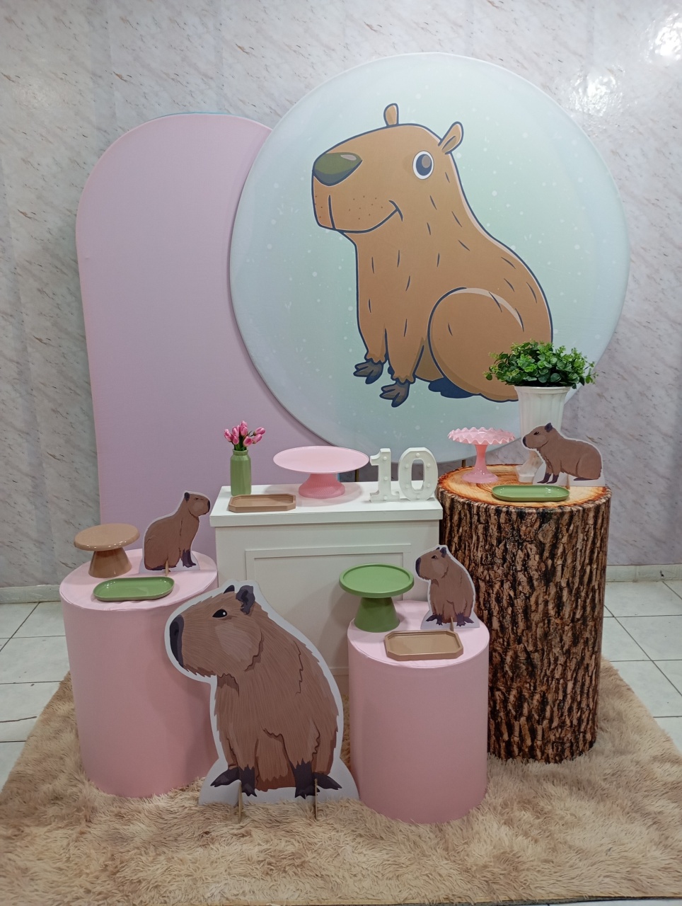 Kit Diamante Capivara Rosa - Greicy Art´S Decor