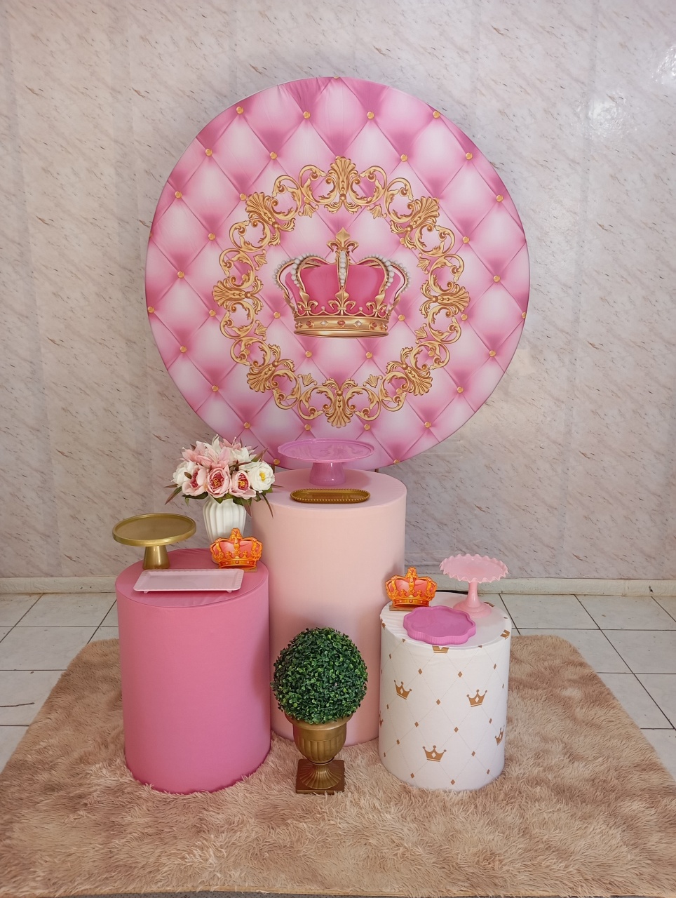Kit Prata Coroa/ Realeza Rosa  - Greicy Art´S Decor