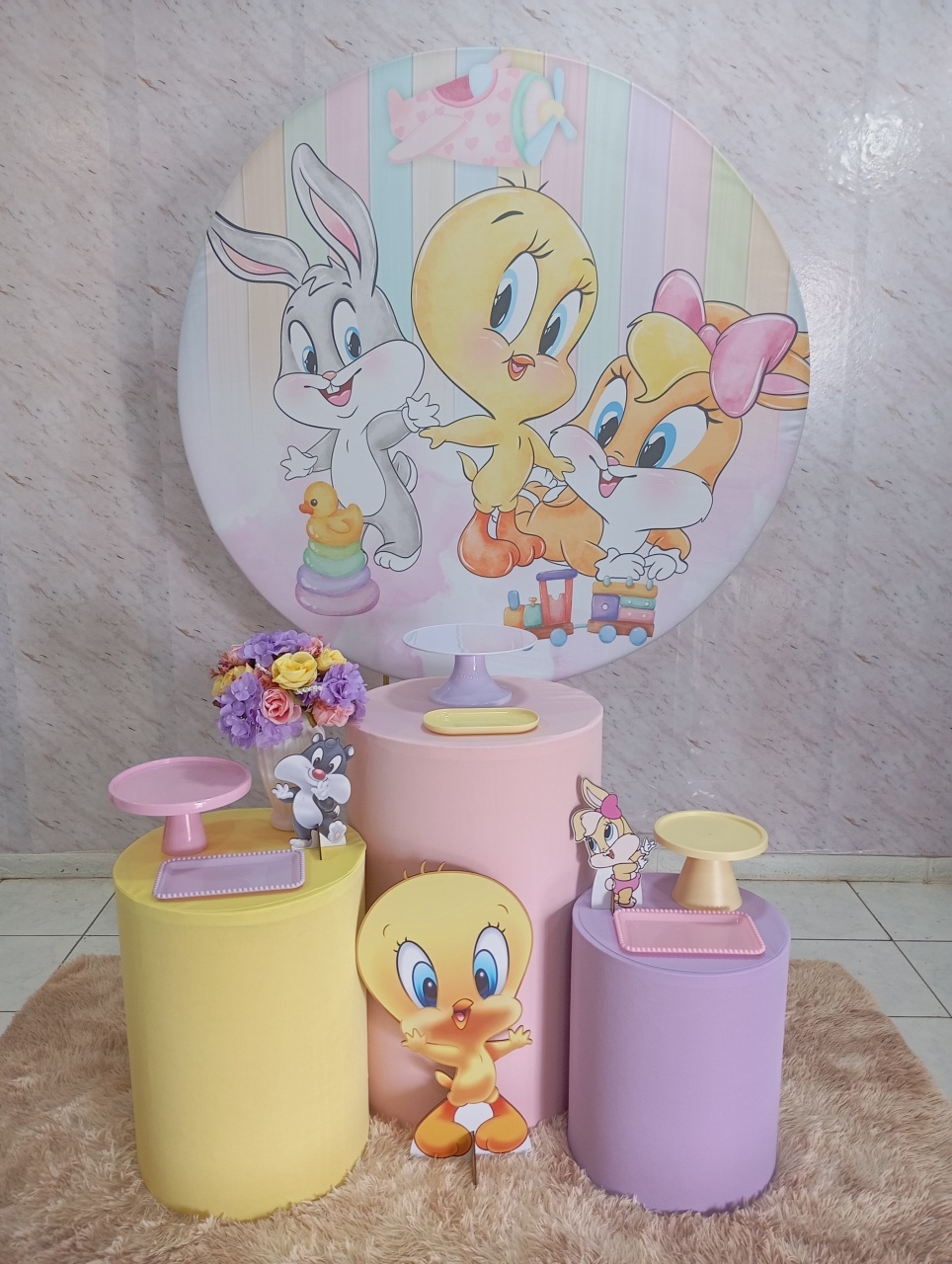 Kit Prata Baby Looney Tones Menina - Greicy Art´S Decor