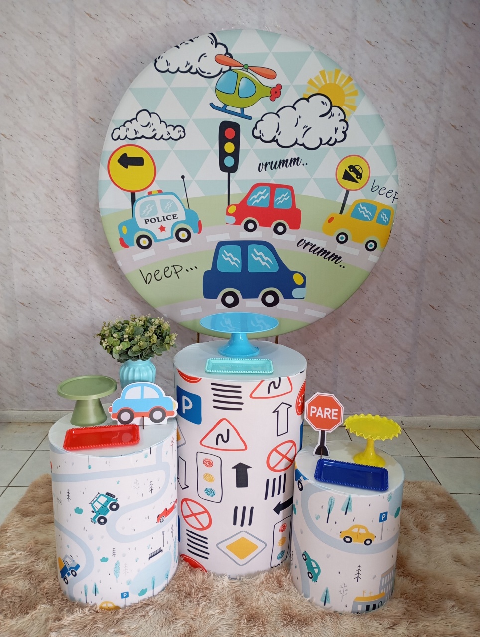 Kit Prata Carrinhos/ Meios de Transportes  - Greicy Art´S Decor