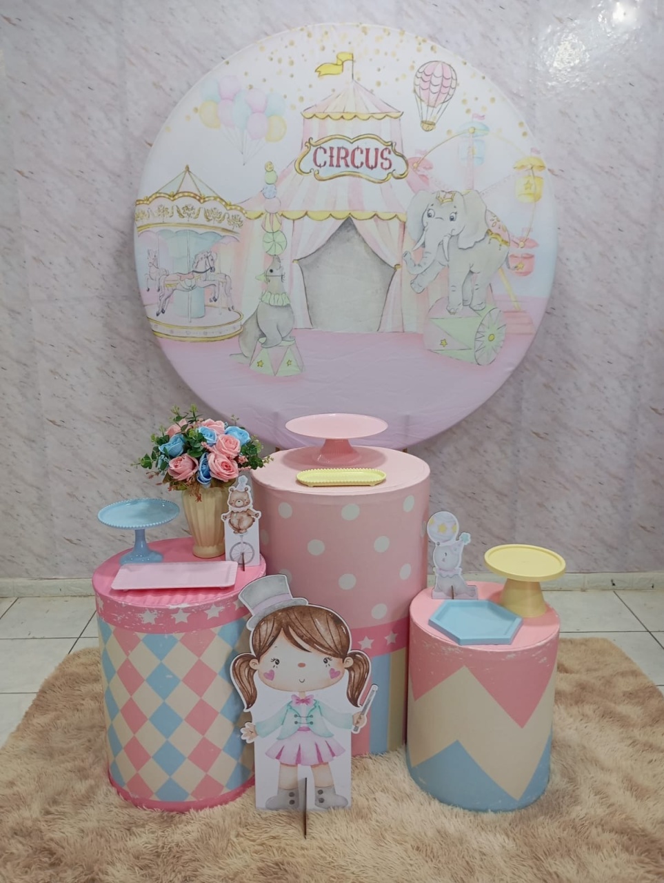 Kit Prata Circo Rosa - Greicy Art´S Decor