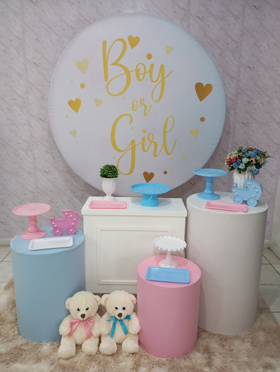 Kit Ouro Chá Revelação Boy Or Girl Rosa E Azul - Greicy Art´s Decor