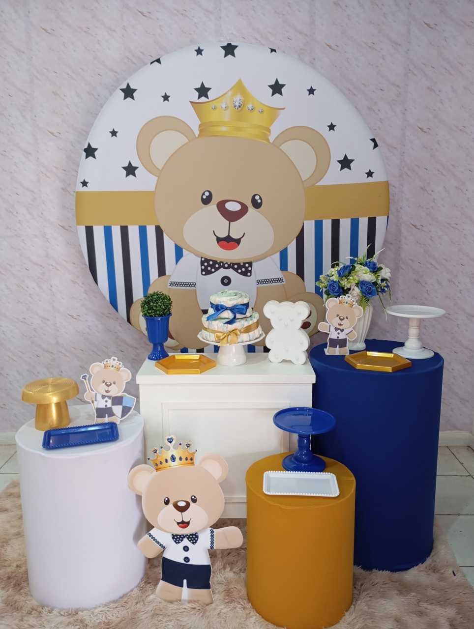 Kit Ouro Chá de Bebê Ursinho Príncipe  - Greicy Art´S Decor