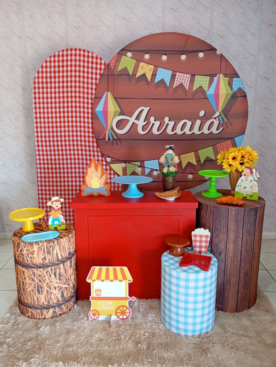 Kit Diamante Arraiá Junino Madeira Escura - Greicy Art´s Decor