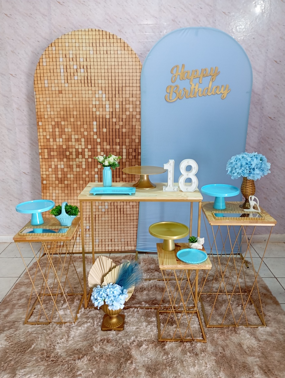Kit Diamante Azul Claro / Dourado - Greicy Art´s Decor