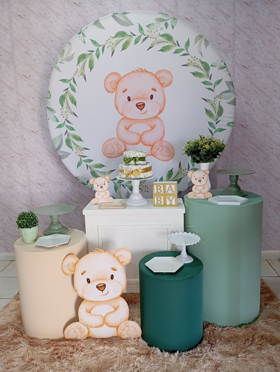 Kit Ouro Chá de Bebê Ursinho Verde - Greicy Art´s Decor