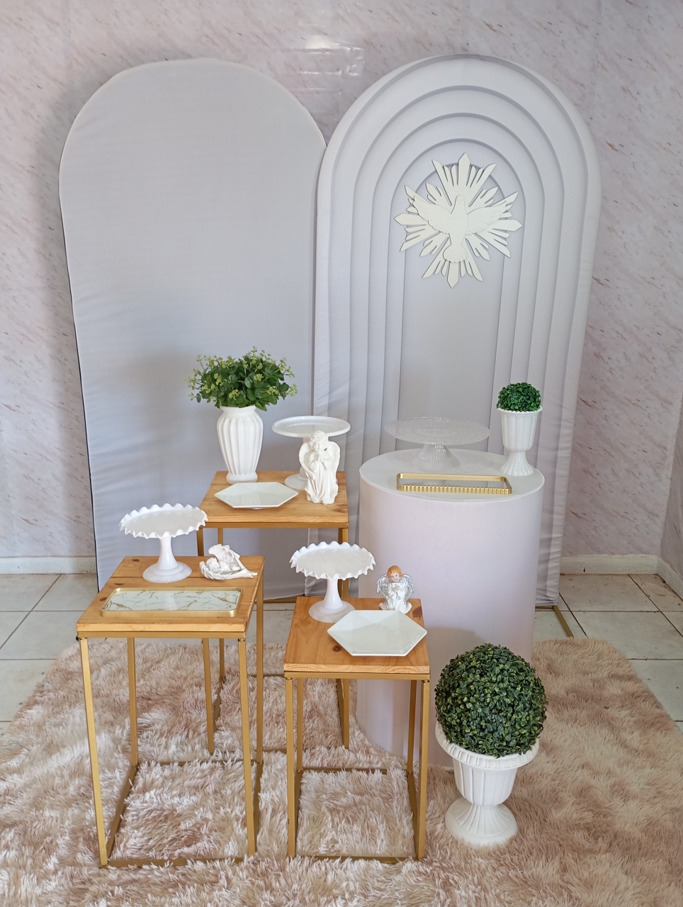 Kit Diamante Batizado Portal Branco - Greicy Art´S Decor