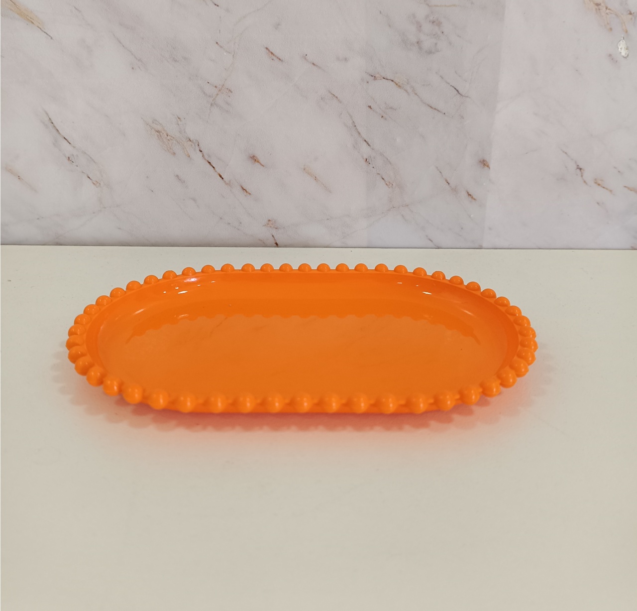 Bandeja Baixa Bolinha Oval Laranja - Greicy Art´s Decor