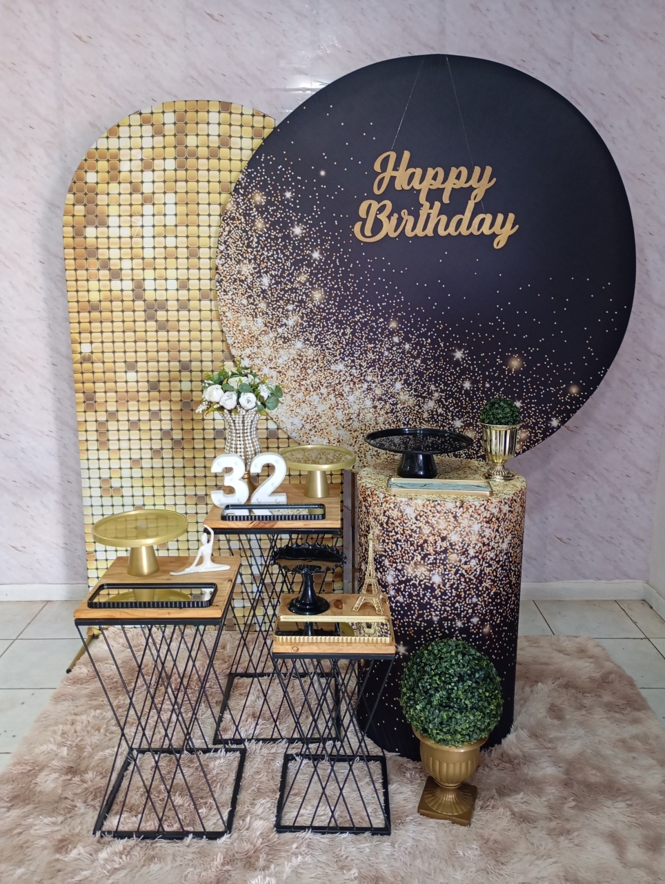 Kit Diamante Preto/Dourado Glitter - Greicy Art´S Decor