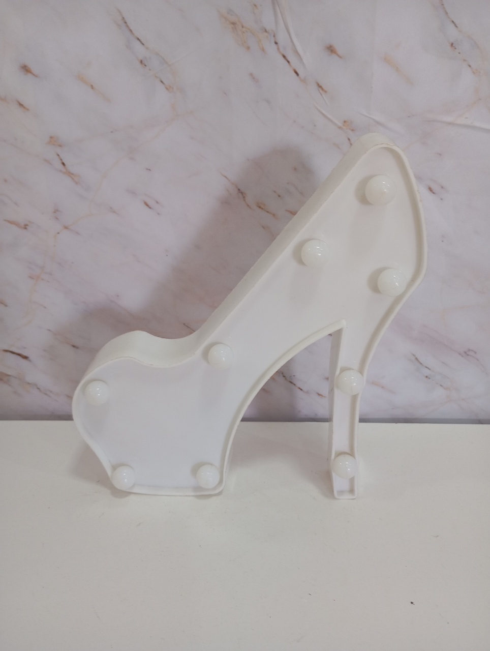 Led Mesa Decorativo Sapato Branco - Greicy Art´s Decor