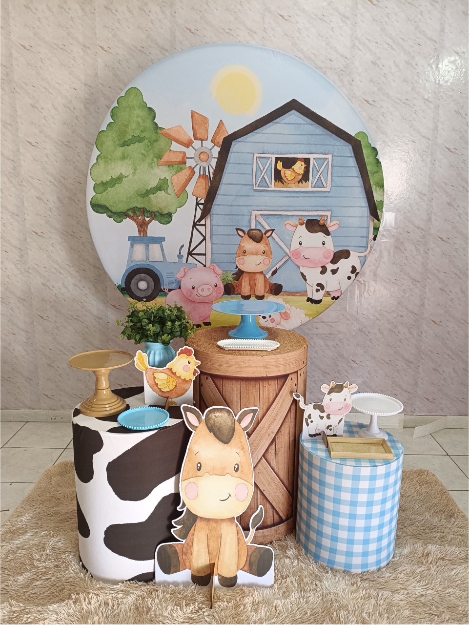 Kit Prata Fazendinha Azul 2 - Greicy Art´s Decor